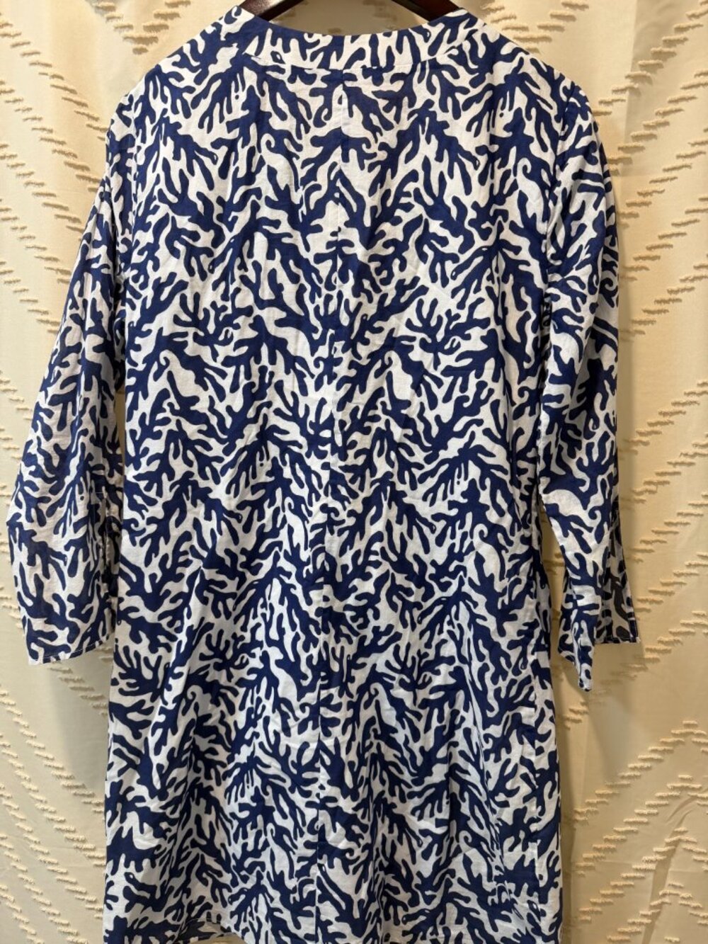 Lilly Pulitzer Cover Up M Beaded Coral Print Cotton Beach Resort Summer - Picture 10 of 12